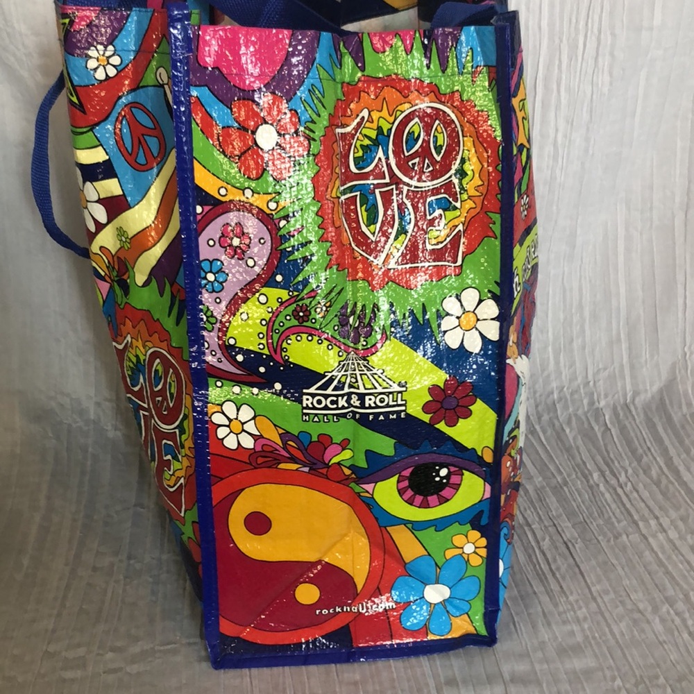 ROCK & ROLL HALL OF FAME recyclable shopping bag book bag tote 1970s retro look - Picture 3 of 12